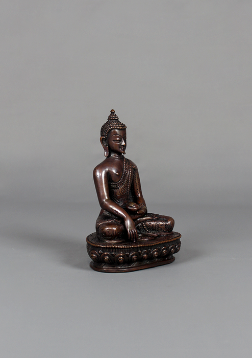 Copper Buddha Trinity Statue Set 4.75" H