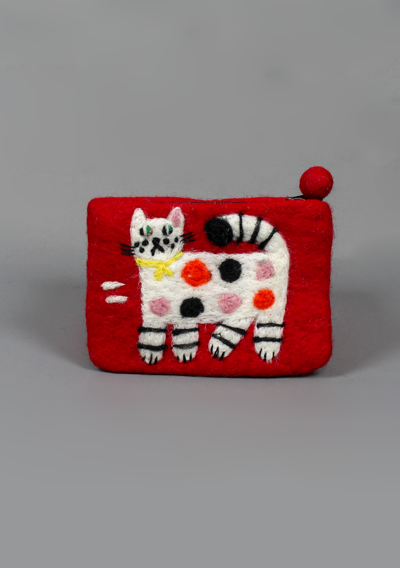 Felt Purse With Cute Cat Design