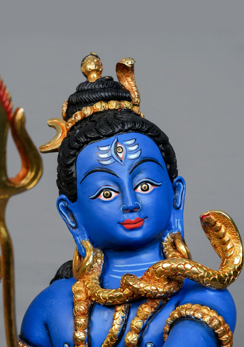 Handcrafted Dancing Shiva Statue – Blue Nataraja Shiva with Trishul & Damaru