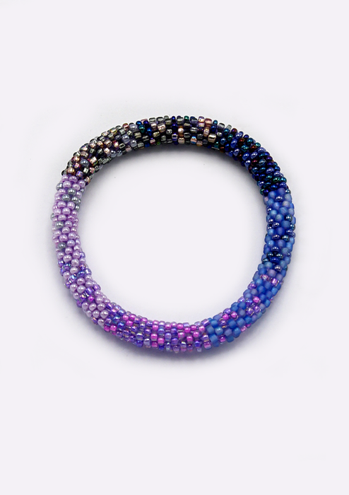 Purple Black Roll on Beads Bracelet for Kids