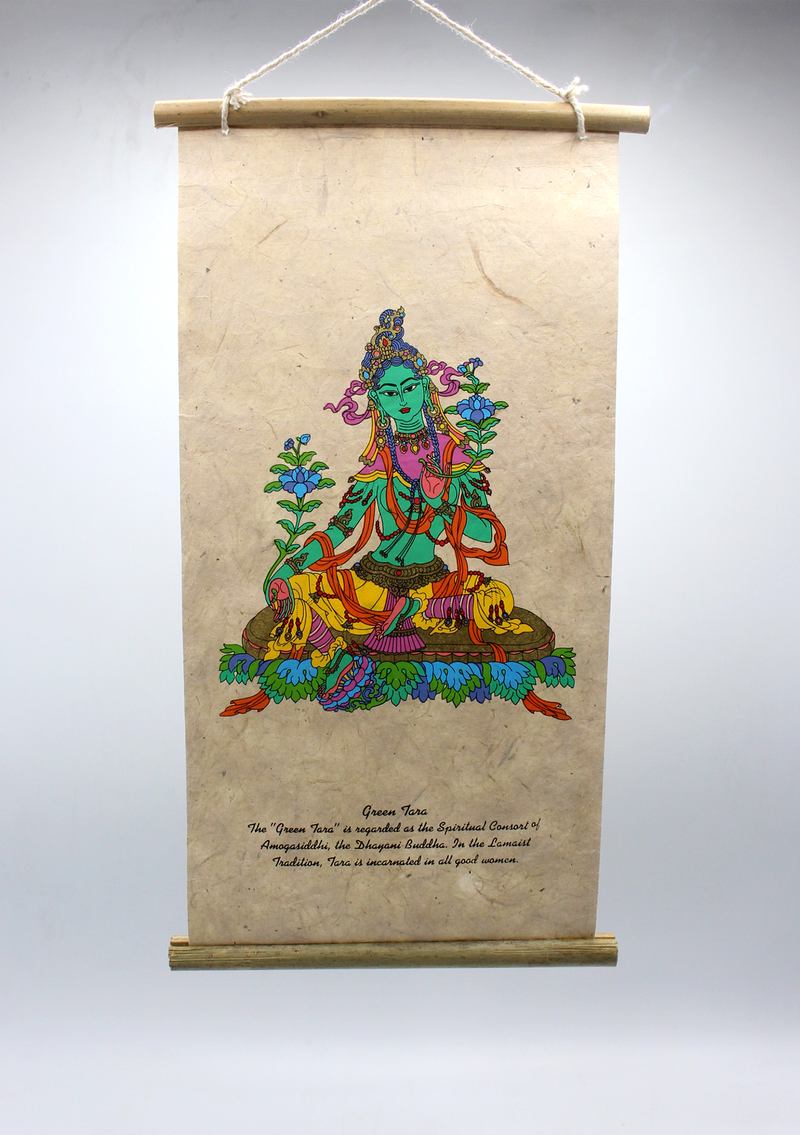 Green Tara Printed Lokta PaperWall Hanging