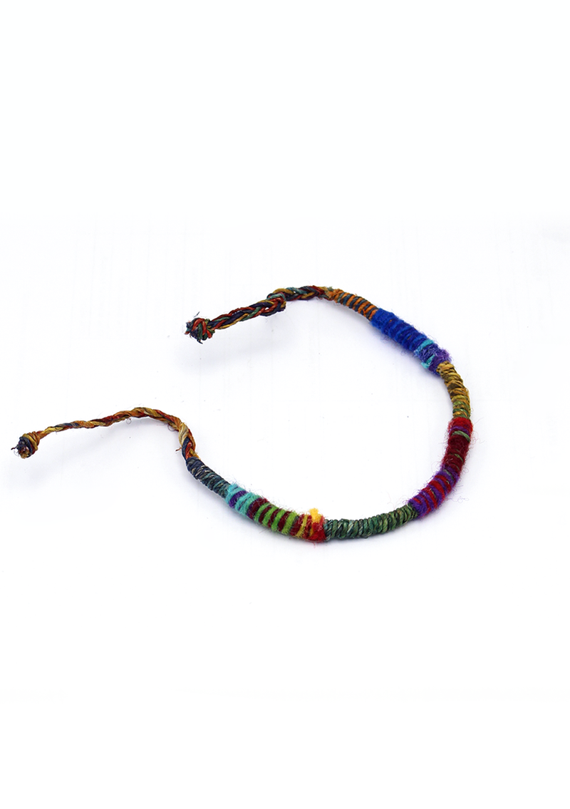Blue Hemp Rope Wrist Band Bracelet