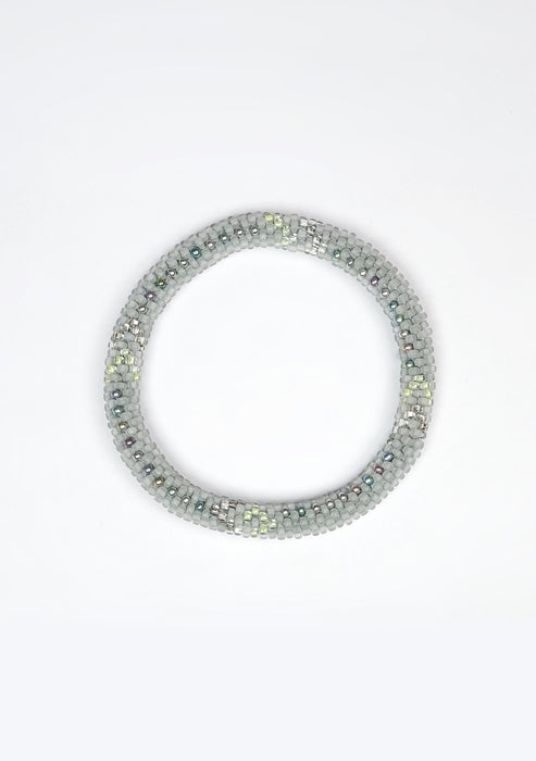 Grey and Silver Highlights Nepalese Roll Beads Bracelet