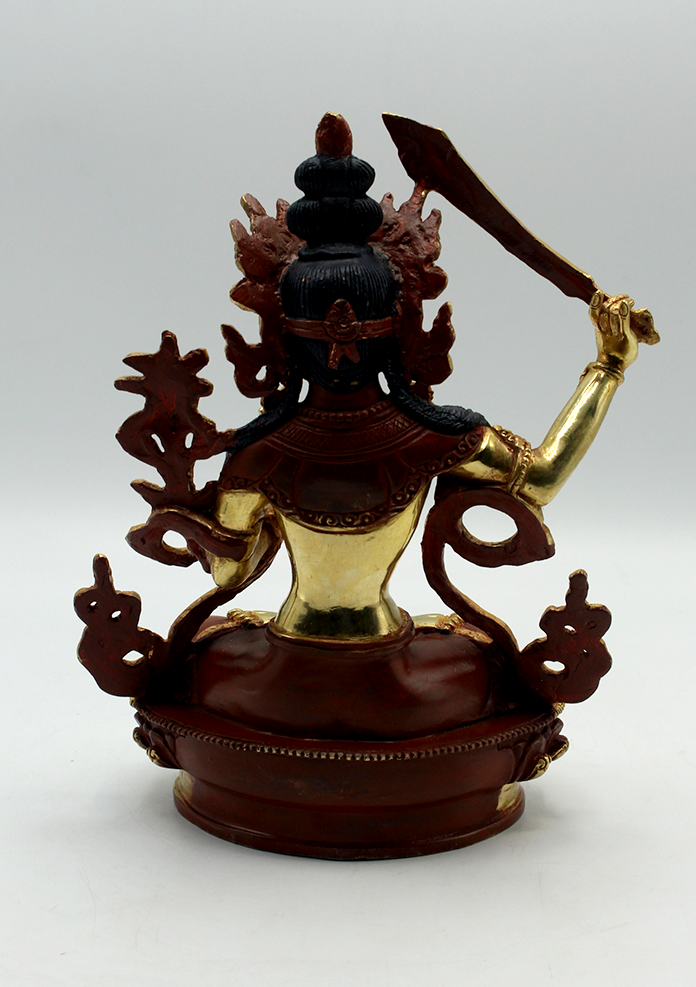 Gold Plated Manjushri Statue 8 Inch-Bodhisattva Statue