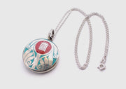 Tibetan Kalachakra Lotus Painted White Metal Pendant - nepacrafts