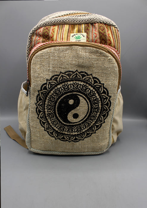 Yin Yang Mandala Printed Natural Hemp Backpack