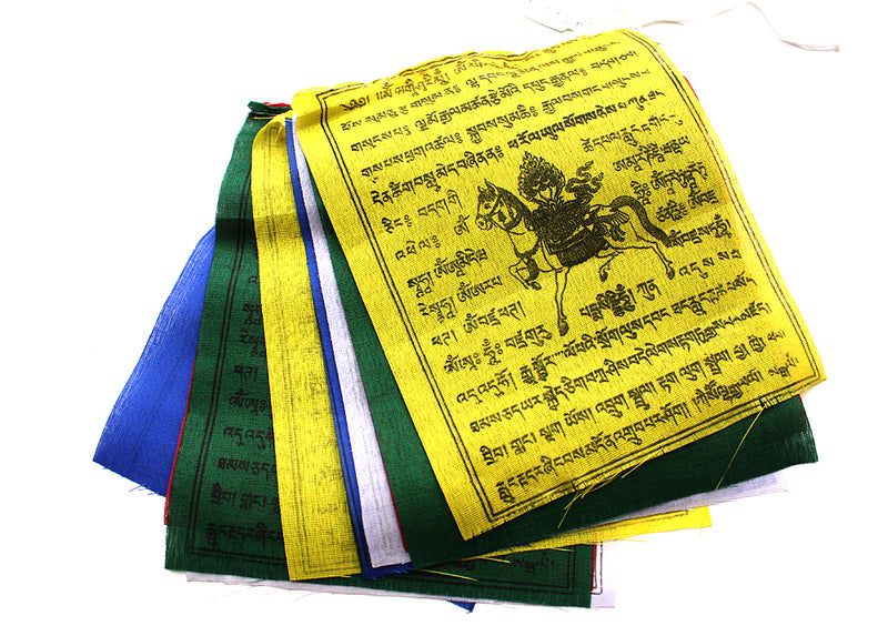 Set of 5 Cotton Windhorse Prayer Flags, Tibet Flags - nepacrafts