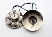 Brass Om Mani Mantra Tingshas/Cymbals - nepacrafts