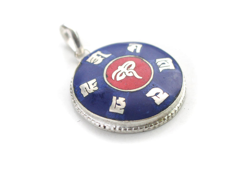 Buddha Eyes Inlaid White Metal Pendant - nepacrafts