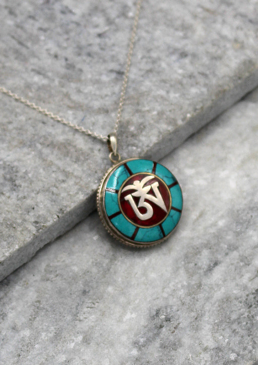 Tibetan Om Sterling Silver Pendant - nepacrafts