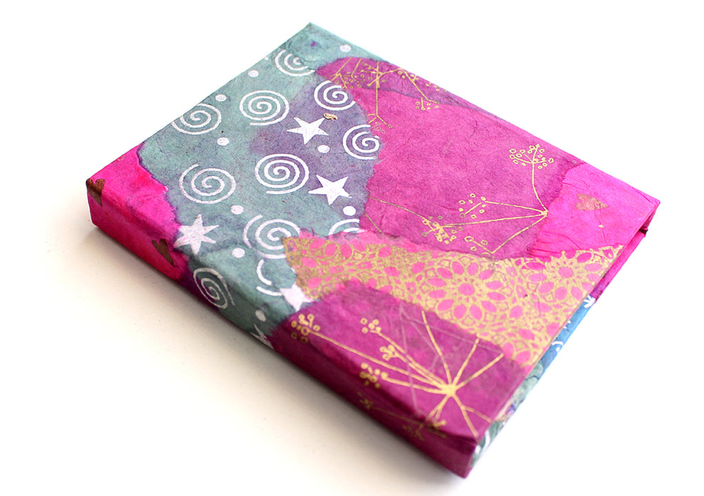 Spiral Star Printed Knot Design Purple Color Lokta Paper Journal Book - nepacrafts