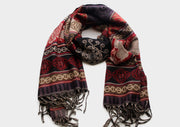 Purple Border Rose and Sun Printed Woolen Shawl - nepacrafts