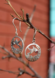 Round Silver Sterling Peace Dove Earrings - nepacrafts