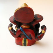 Handpainted Maroon Red Baby Ganesha Resin Statue 2.5" - nepacrafts