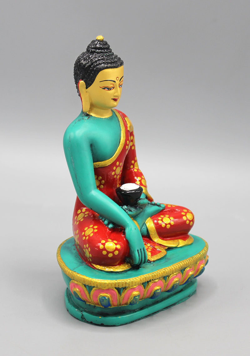 Face Painted Green Shakyamuni Buddha Resin Statue