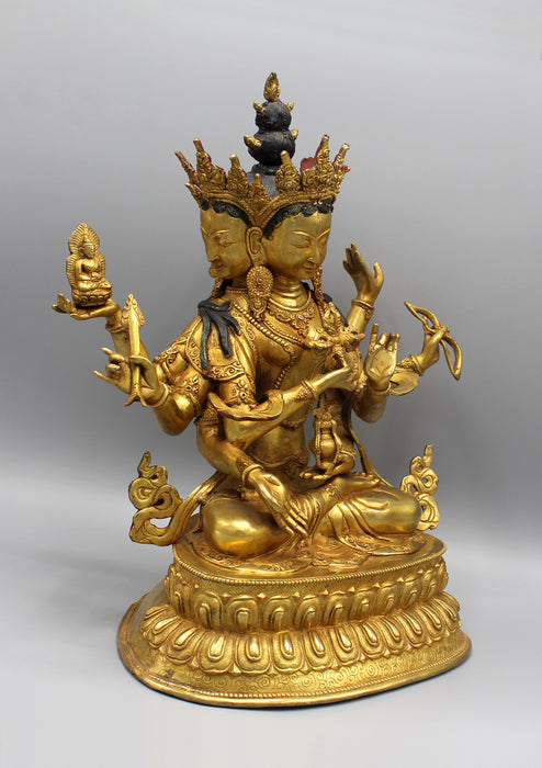 Tibetan Buddhist Namgyalma Gold Plated Statue - nepacrafts
