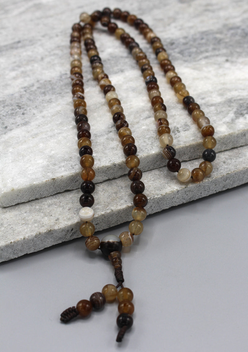 Brown Agate Tibetan Prayer Mala - nepacrafts