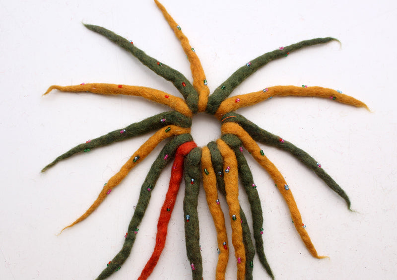 Colorful Urchin Merino Wool Felt Hair Band with beads Decoration - nepacrafts