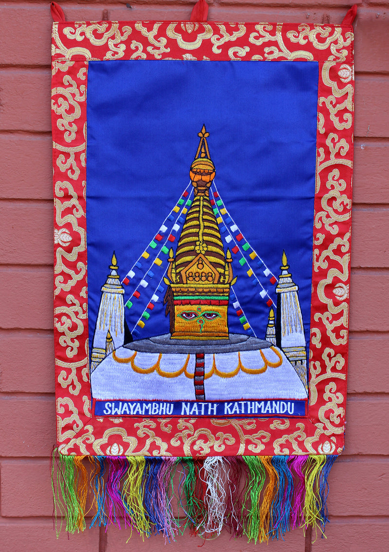 Embroidered Swyambhunath Tibetan Wall Hanging Banner