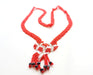 Crocheted Red Glass Beads Women's Necklace - nepacrafts