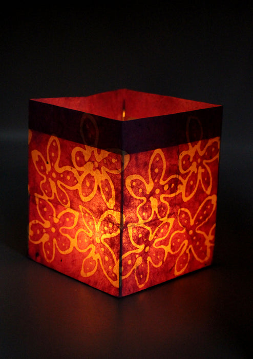 Handmade Floral design Lavender Lokta Paper Candle Lamp