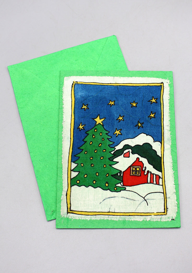Fair Trade Batik Christmas Tree Greetings Card