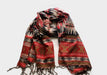 Red and Black Jacquard Triangle Print Woolen Shawl - nepacrafts