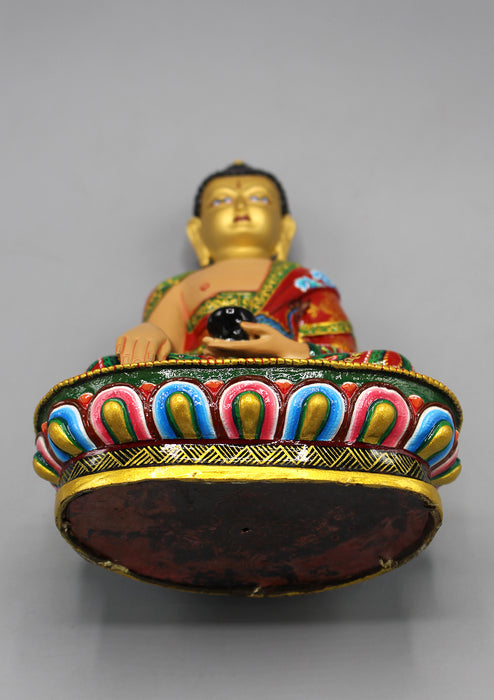 Dragon Painted Gold Plated Shakyamuni Buddha Statue