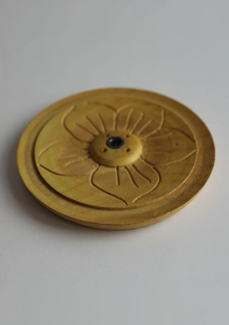 Flower Carved Tibetan Wooden Incense Burner