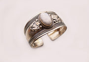 Moon Stone Inlaid White Metal Bracelet - nepacrafts