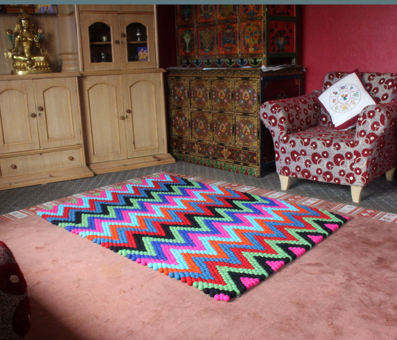Handmade Felt Balls Rugs- Felt Floor Rugs-Felt Carpets FR034 - nepacrafts