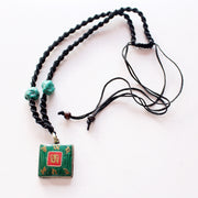 Inlaid Green Tibetan Om Pendant - nepacrafts