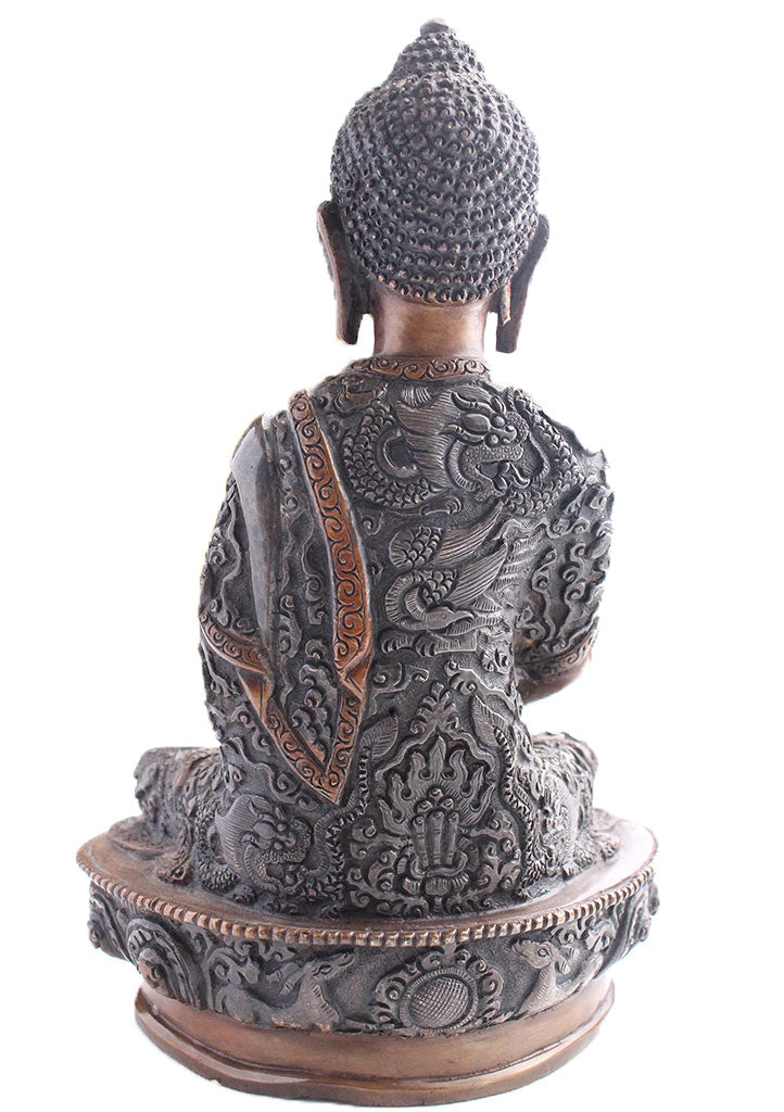 Copper Oxidized Shakyamuni Buddha Statue 8" High - nepacrafts