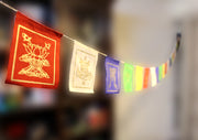 Lucky Symbols Lokta Paper Mini Prayer Flags - nepacrafts