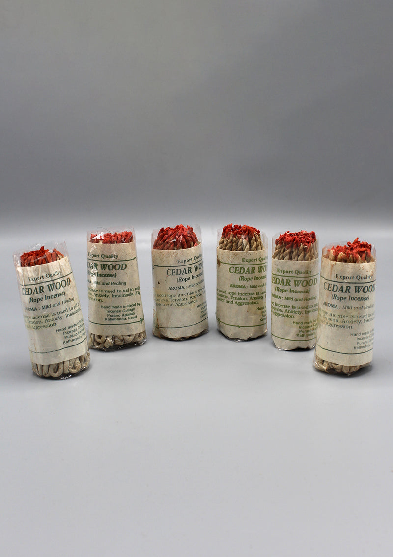 Handmade Nepalese Cedar Wood Rope Incense- Set of 6