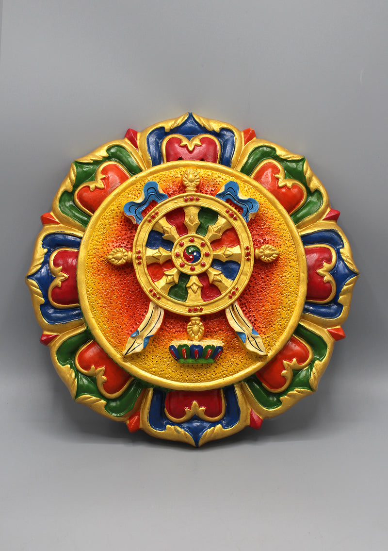 Auspicious Symbol Wheel of Life Clay Wall Hanging - nepacrafts