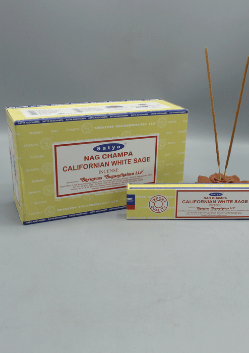 Satya Sai Baba Nag Champa Californian White Sage Incense Sticks, Set of 12 Packs, Each 15 g