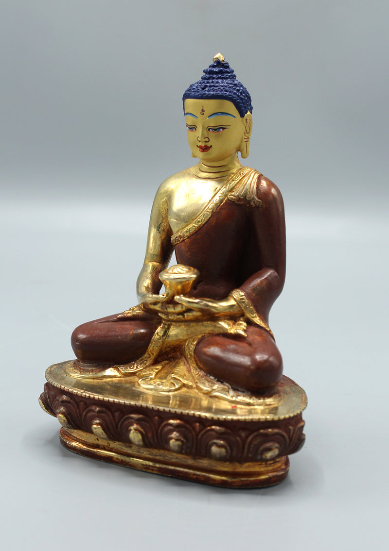 Partly Gold Plated Amitabha Buddha Statue 5.5"H