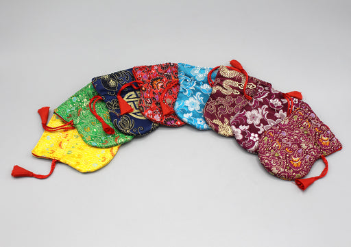 Flower Embroidery Silk Brocade Prayer Beads Pouch - nepacrafts