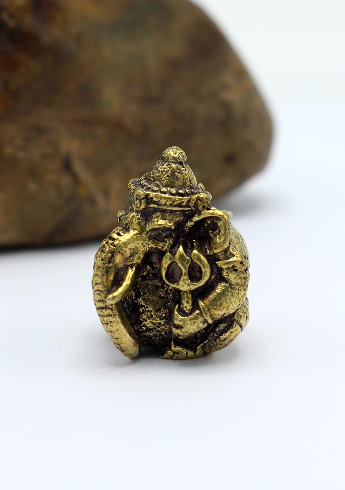 2 Armed Mini Brass Ganesha  Statue