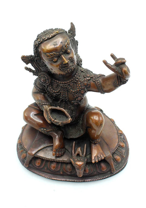 Copper Oxydized Kubera Jambhala Statue 6 inch