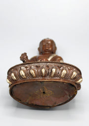 Copper Medicine Buddha Statue Inlaid Silver Robe - nepacrafts