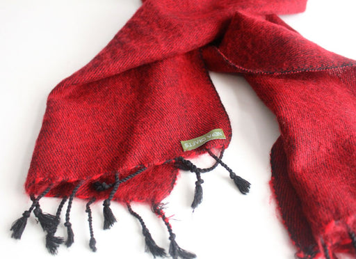 Red Three Ply Woolen Muffler Scarf - nepacrafts