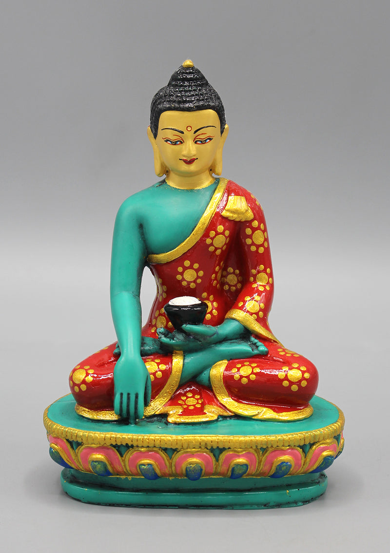 Face Painted Green Shakyamuni Buddha Resin Statue
