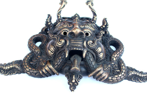 Tibetan Cheppu Wall Hanging Mask, Brass Artwork, Tibetan Home Decor MSK05 - nepacrafts