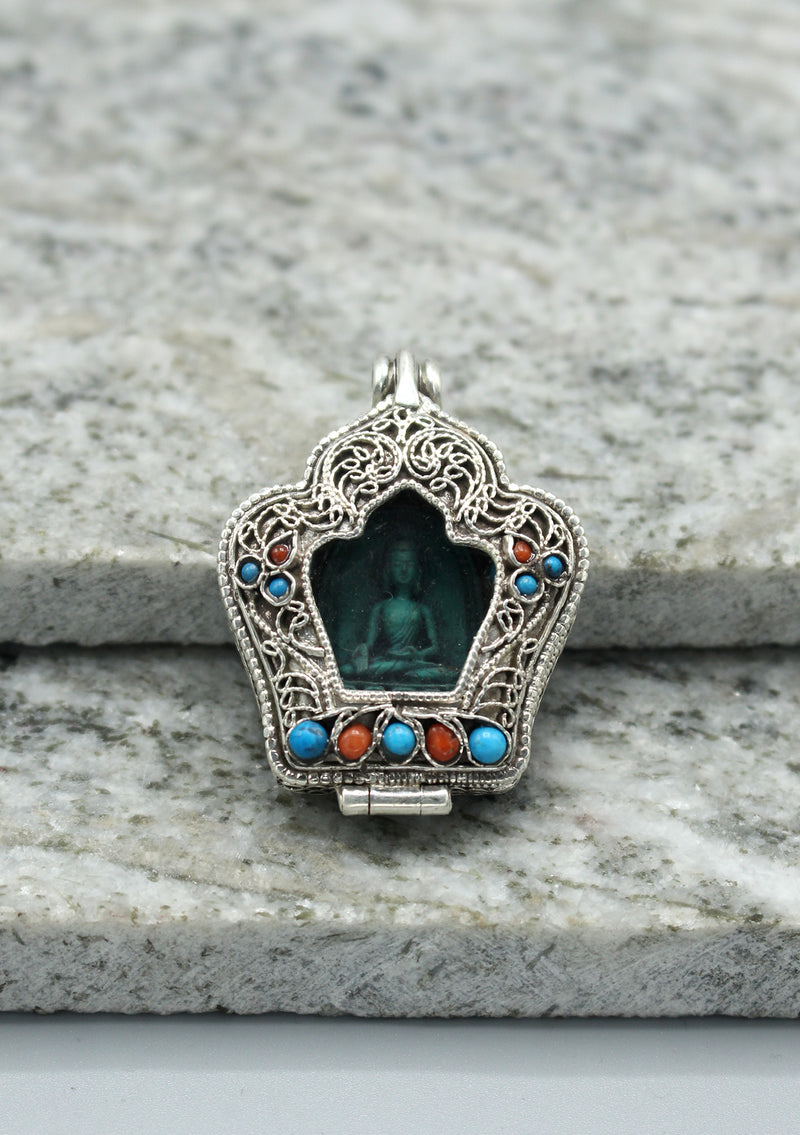 Silver Sterling 925 Ratnasambhva Buddha Ghau Pendant