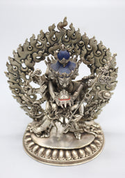 Stunning Hand Carved Silver Sterling Chakrasamvara Statue 6.5" High - nepacrafts