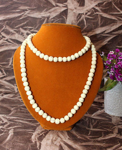 Off White Resin 108 Beads Buddhist  Meditation Mala Necklace