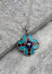 Buddha Eyes and Dorjee Sterling Silver Pendant - nepacrafts