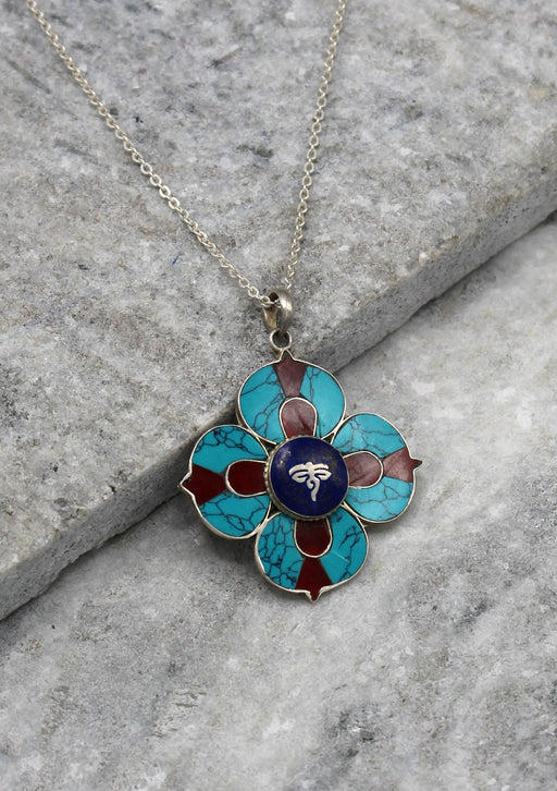 Buddha Eyes and Dorjee Sterling Silver Pendant - nepacrafts